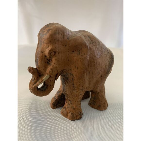 Vintage c1950-1960 Hand Painted Elephant Figurine Statue H 3 1/4" - Picture 1 of 8
